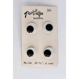 Vintage Pacific Button Co Googly Moving Eyes‎ Set #134 Japan 24 5/8" 4 Count